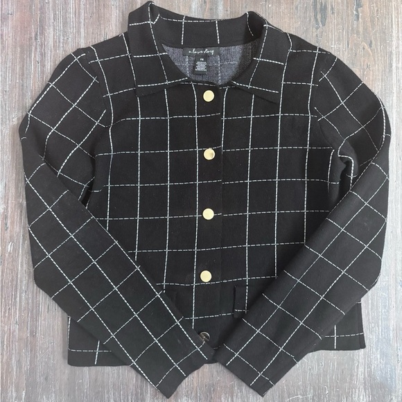 A Love Story Black Tailored Windowpane Blazer Modern Cropped Fit PM - Picture 1 of 14